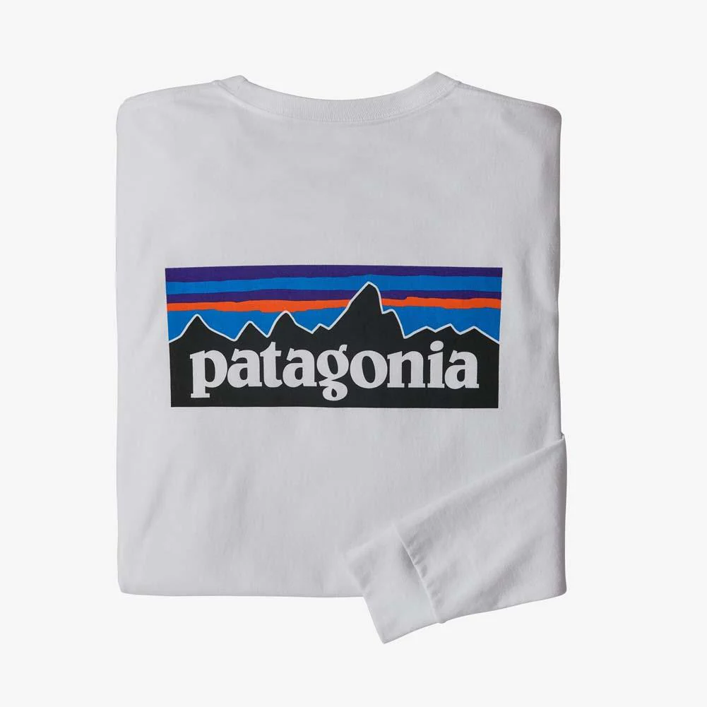 Patagonia Men's Long-Sleeved P-6 Logo Responsibili-Tee (White)