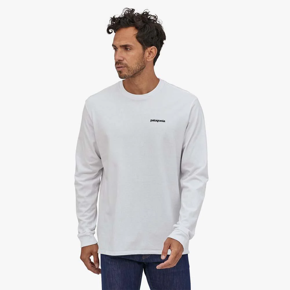 Patagonia Men's Long-Sleeved P-6 Logo Responsibili-Tee (White) - Image 2