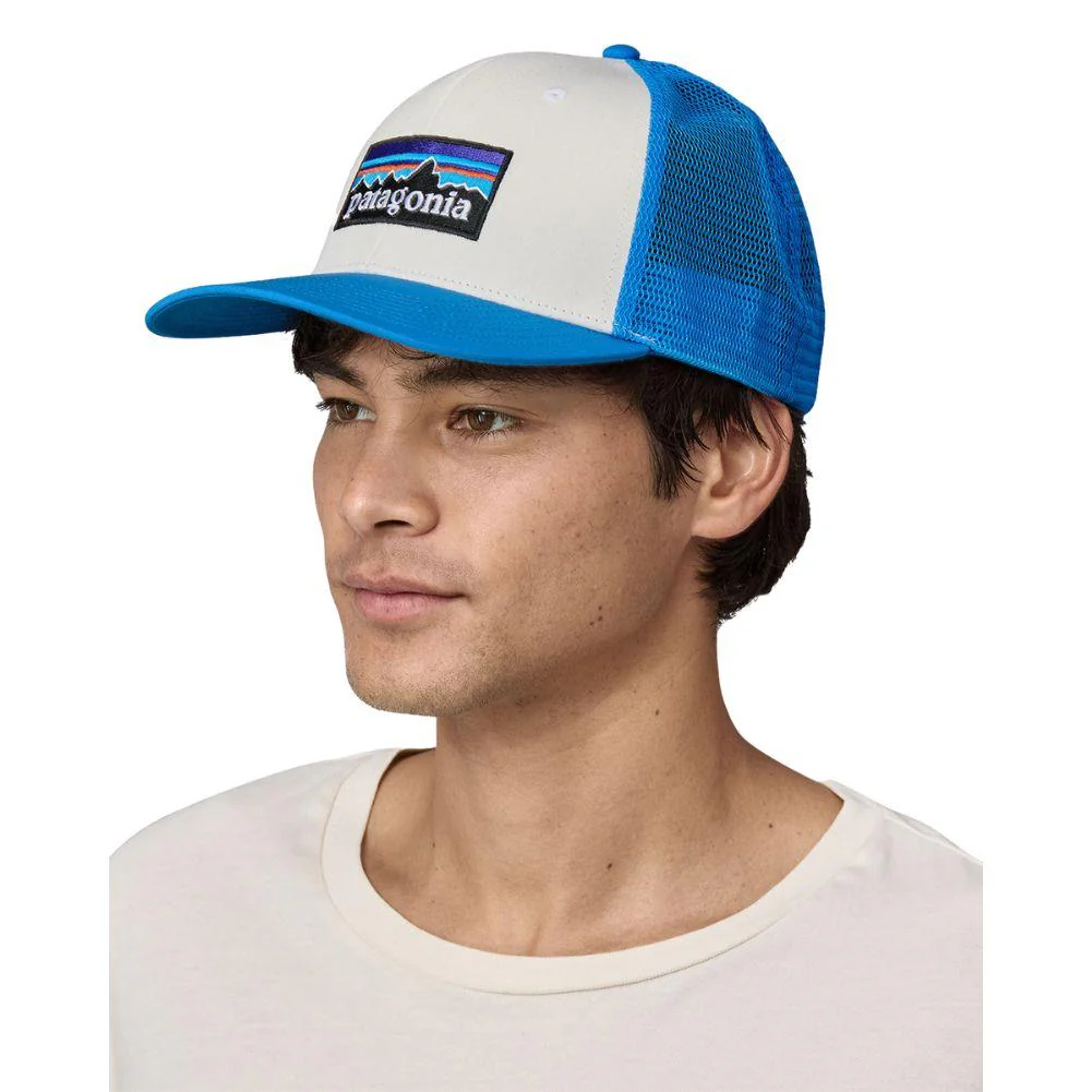 Patagonia P-6 Logo Trucker Hat (White/Vessel Blue) - Image 6