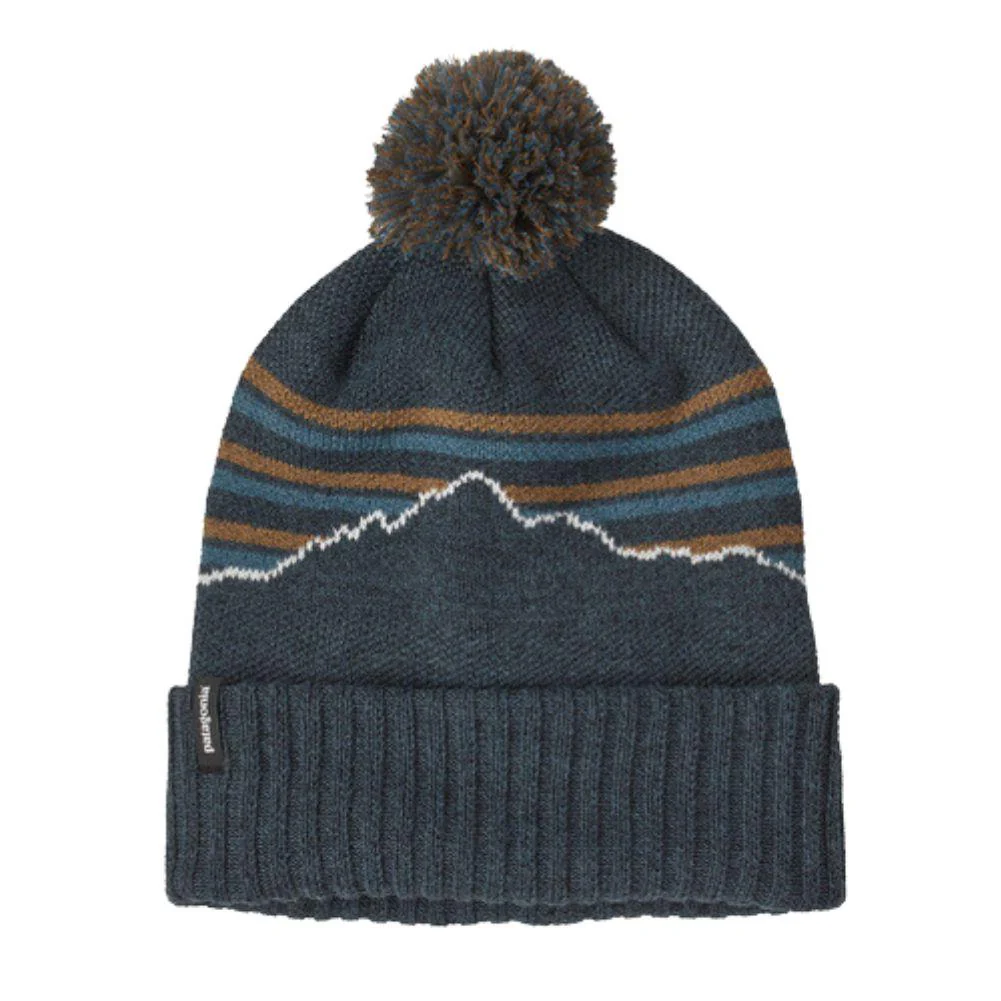 Patagonia Powder Town Beanie (Fitz Roy Stripe Knit: Smolder Blue)