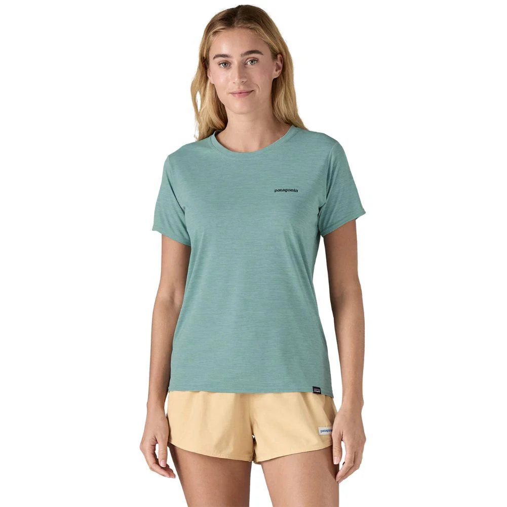 Patagonia Women's Capilene Cool Daily Graphic Shirt - Waters (Boardshort Logo: Thermal Blue X-Dye) - Image 3