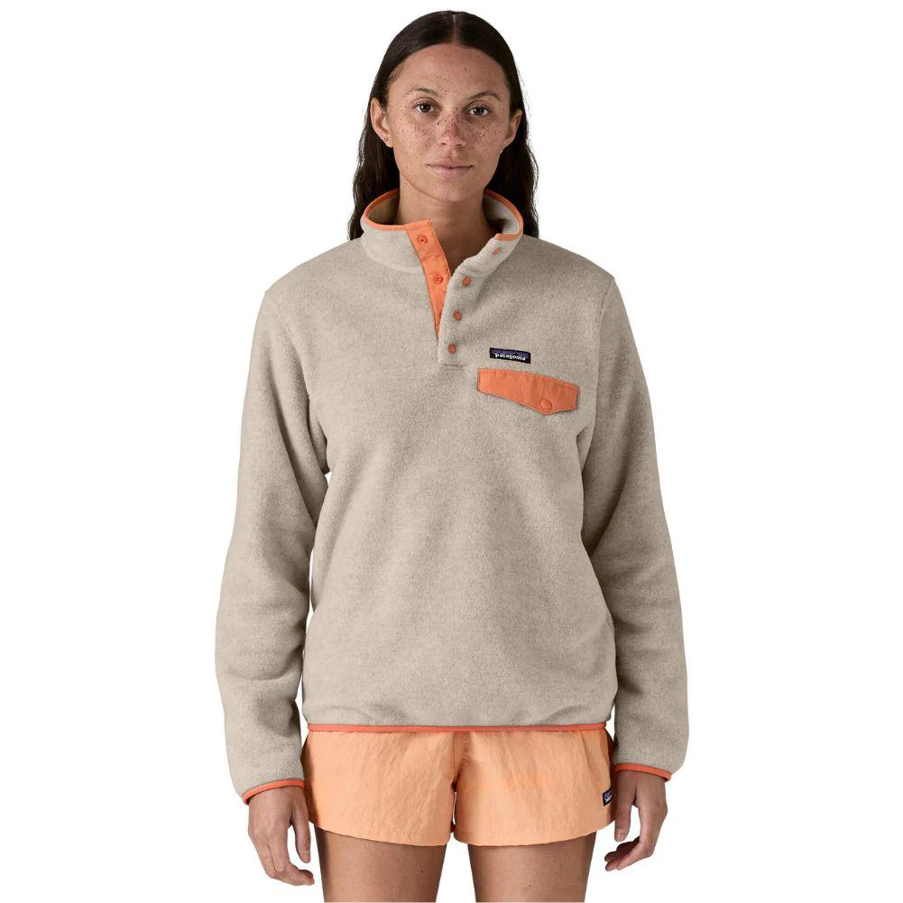 Patagonia Women's Lightweight Synchilla Snap-T Fleece Pullover (Oatmeal Heather/Heirloom Peach) - Image 2