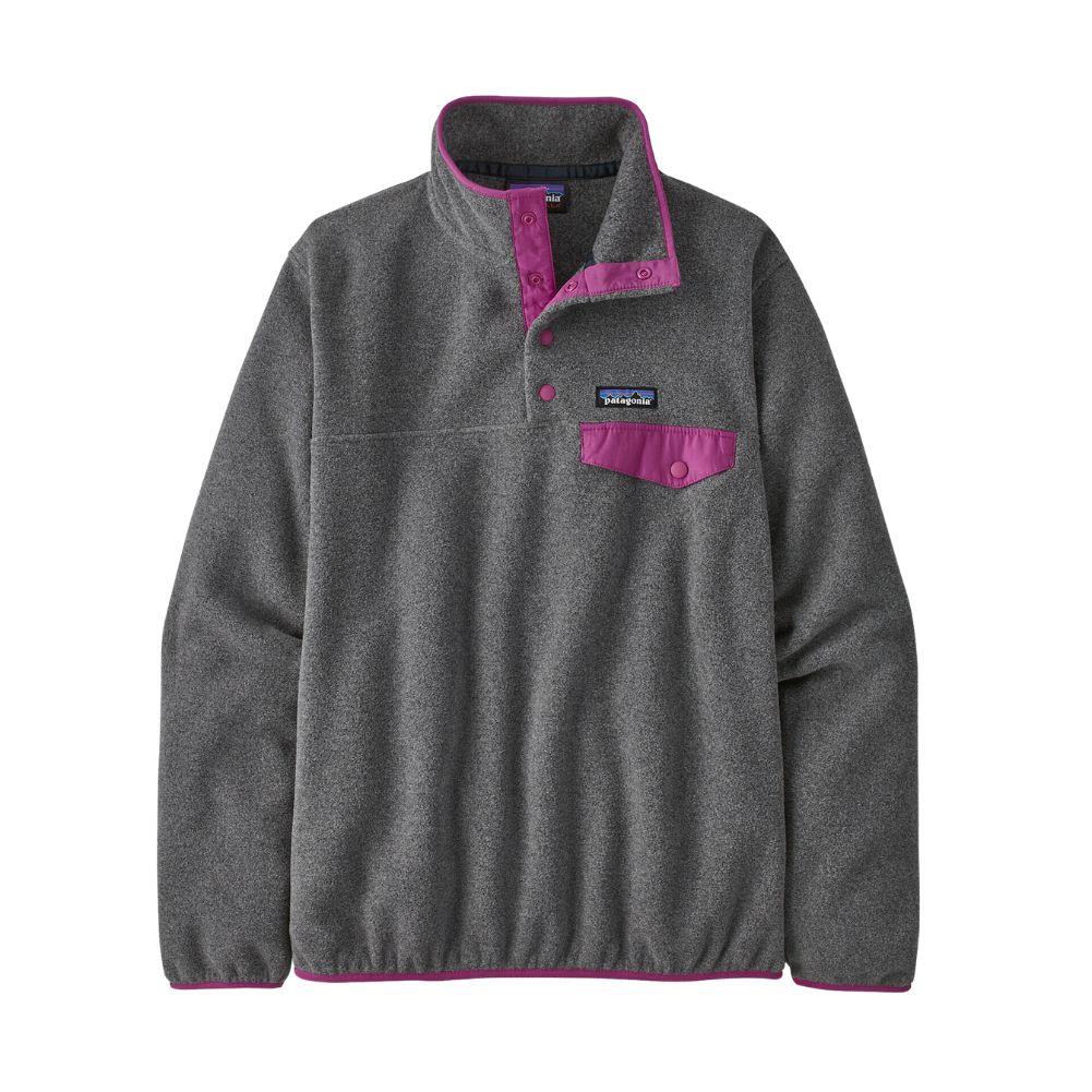 Patagonia Women's Lightweight Synchilla Snap-T Fleece Pullover(Nickel w/Amaranth Pink)
