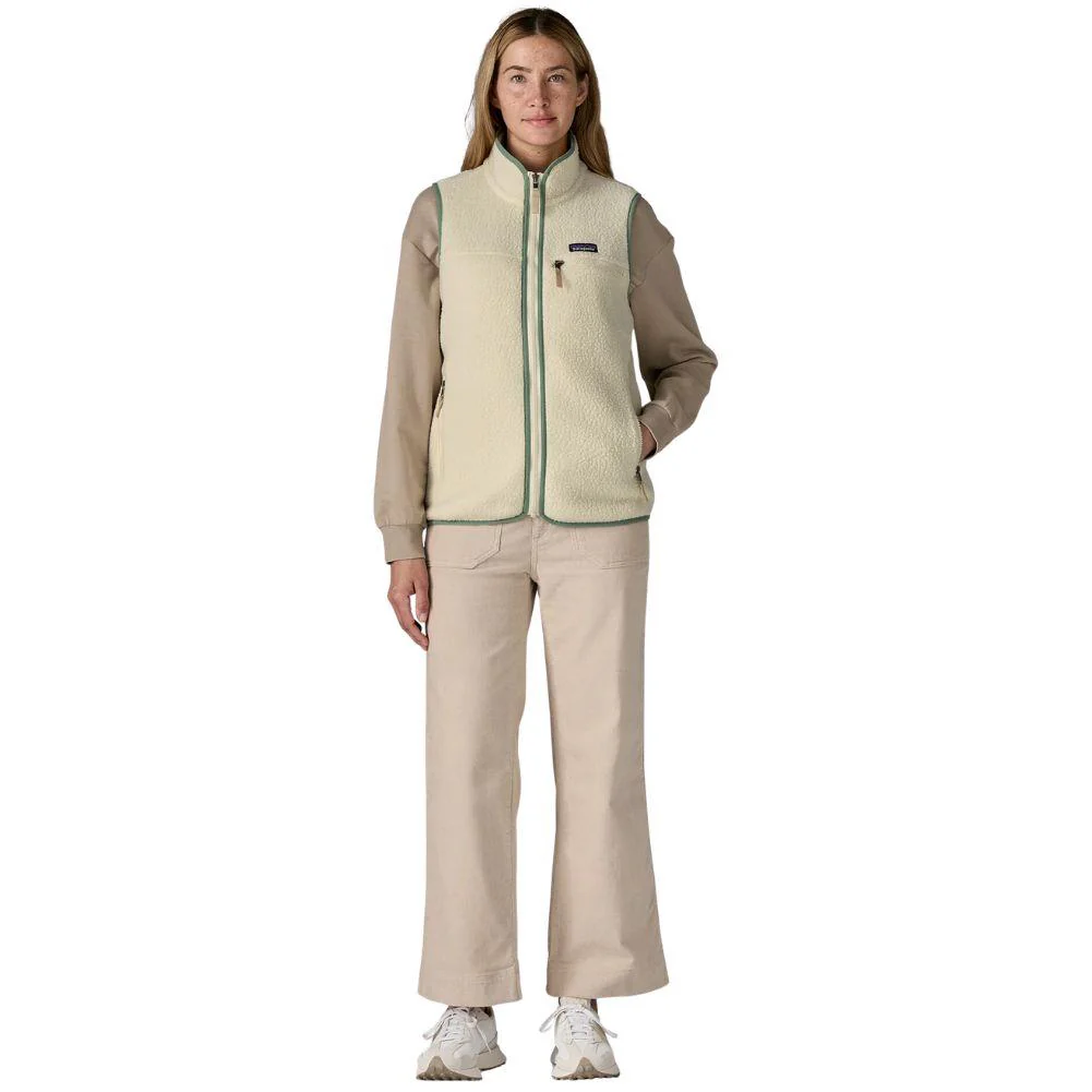 Patagonia Women's Retro Pile Fleece Vest (Natural w/Ellwood Green) - Image 4