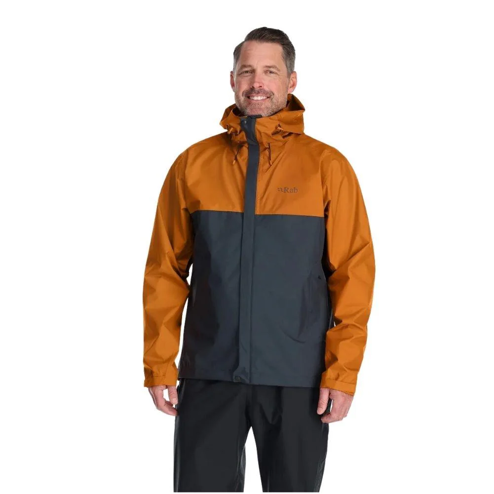 RAB Men's Downpour Eco Waterproof Jacket (Marmalade/Beluga) - Image 3