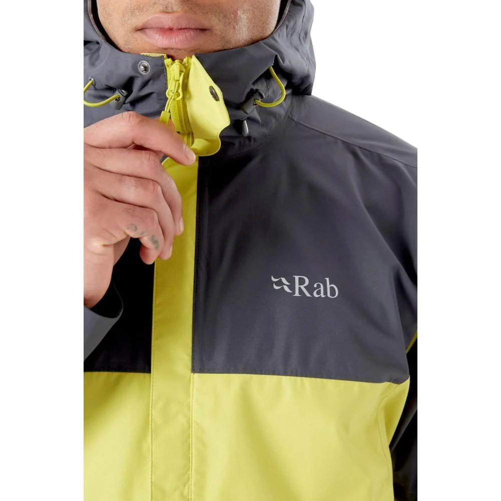 RAB Men's Downpour Eco Waterproof Jacket (Graphene/Zest) - Image 5