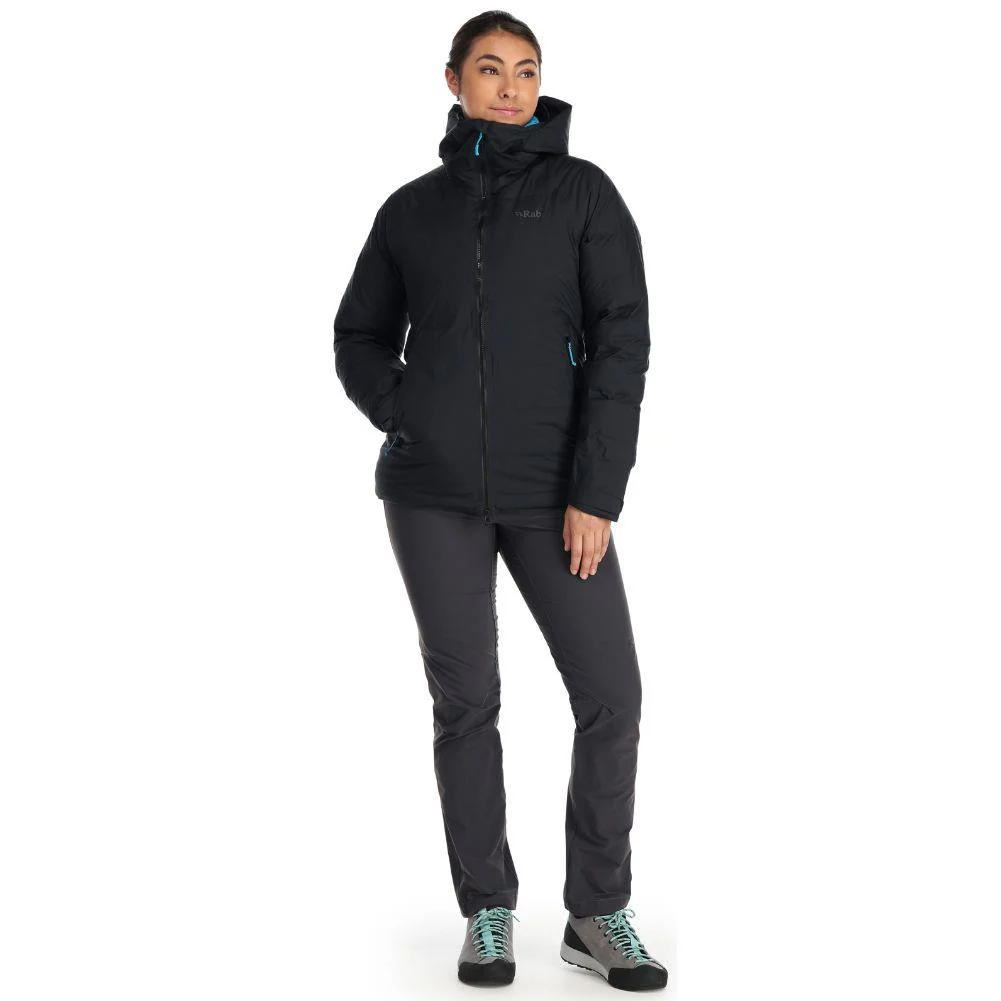 Rab Women's Valiance Waterproof Down Jacket (Black/Aquamarine) - Image 4