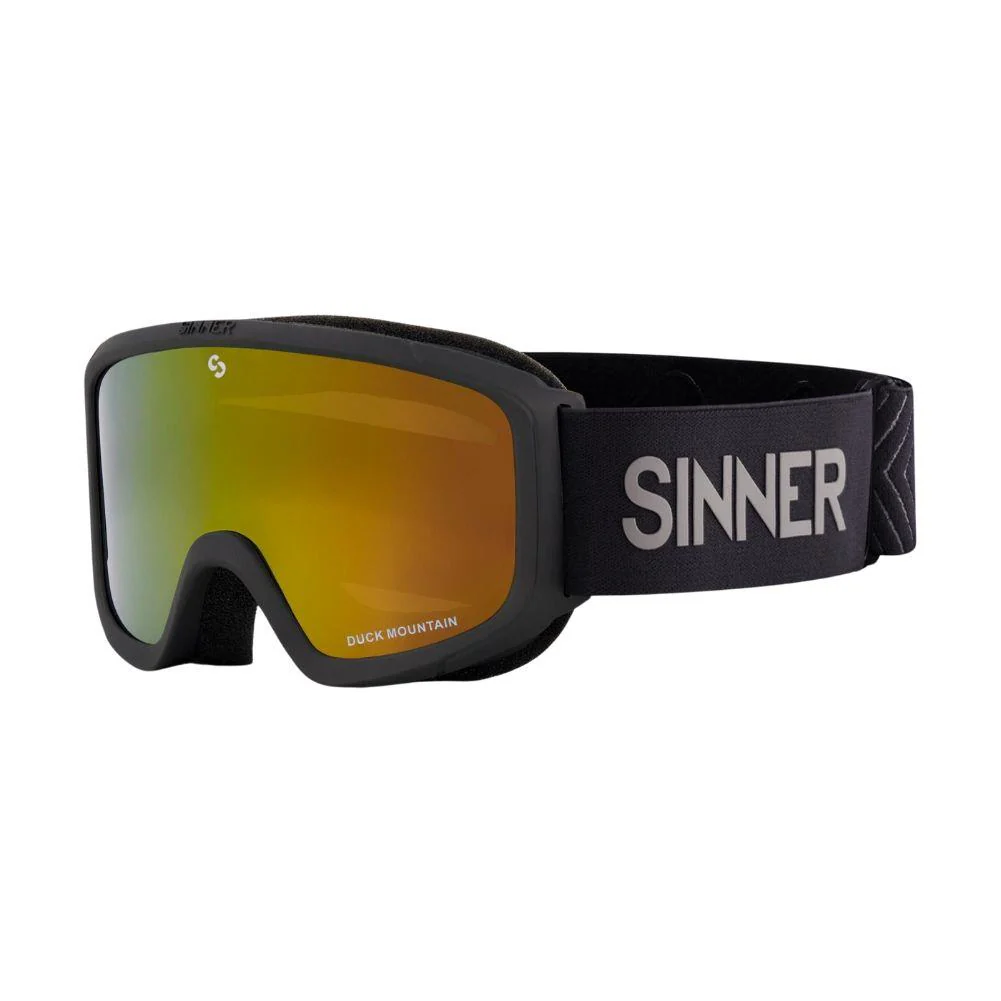 Sinner Kids Duck Mountain Snow Sports Goggle (Matte Black/Red) - Mirror Lens