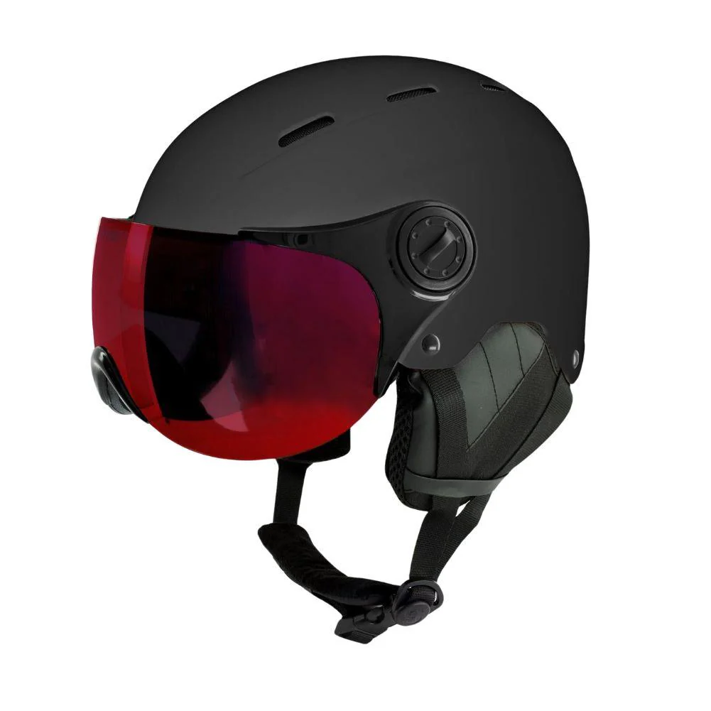 Sinner Typhoon Visor Snow Sports Helmet (Matte Black/Red) - Cat 2