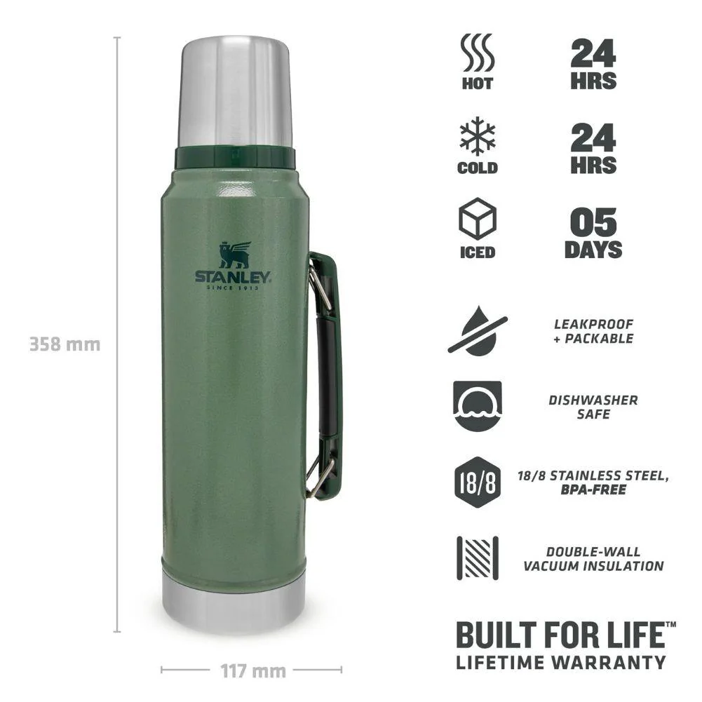 Stanley Classic Legendary Thermal 1L Flask (Hammertone Green) - Image 4