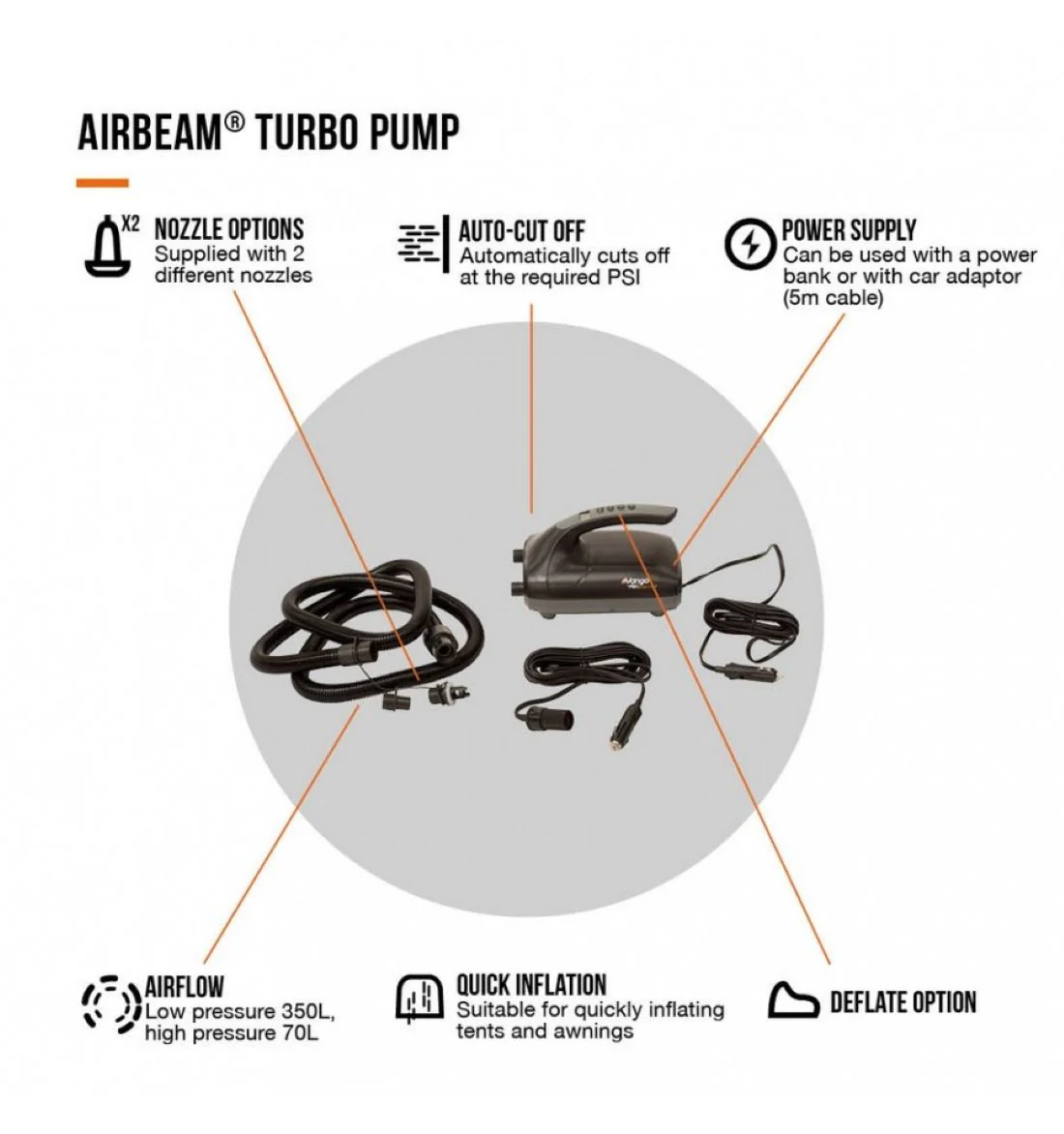 Vango Airbeam Turbo Pump - Powerful Camping Pump - Image 2