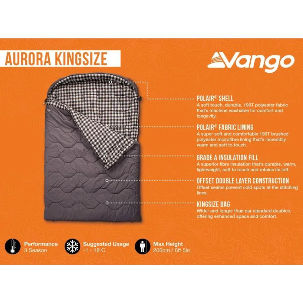 Vango Aurora Kingsize Family Sleeping Bag (Excalibur) - Image 2