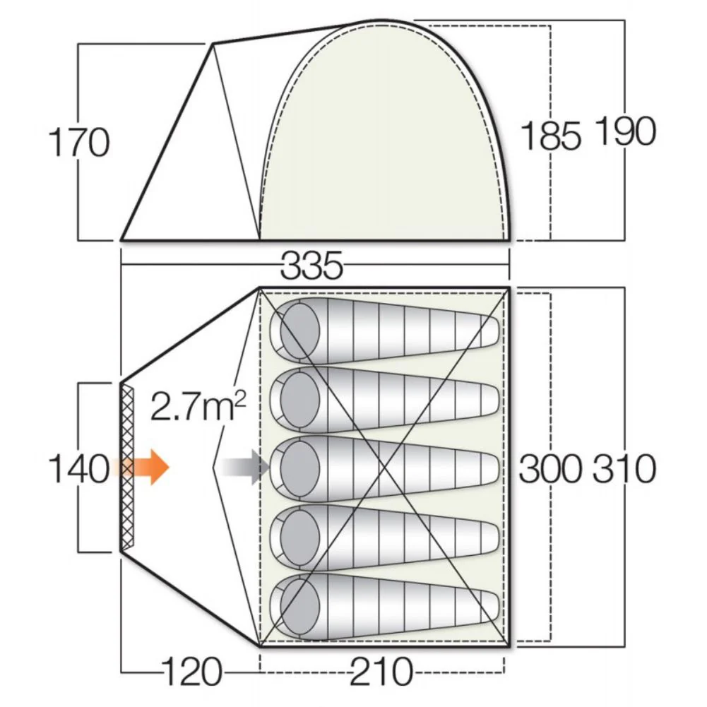 Vango Berkeley 500 Tent Footprint 310cm x 335cm - Image 2