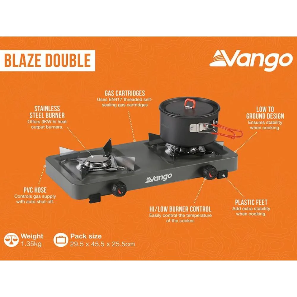Vango Blaze Double Burner Camping Gas Cooker - Image 3