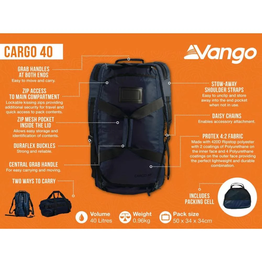 Vango Cargo 40L Travel Bag (Moonlight Ocean) - Image 2