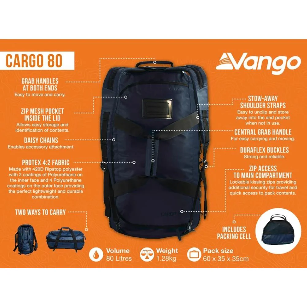 Vango Cargo 80L Travel Bag (Moonlight Ocean) - Image 2
