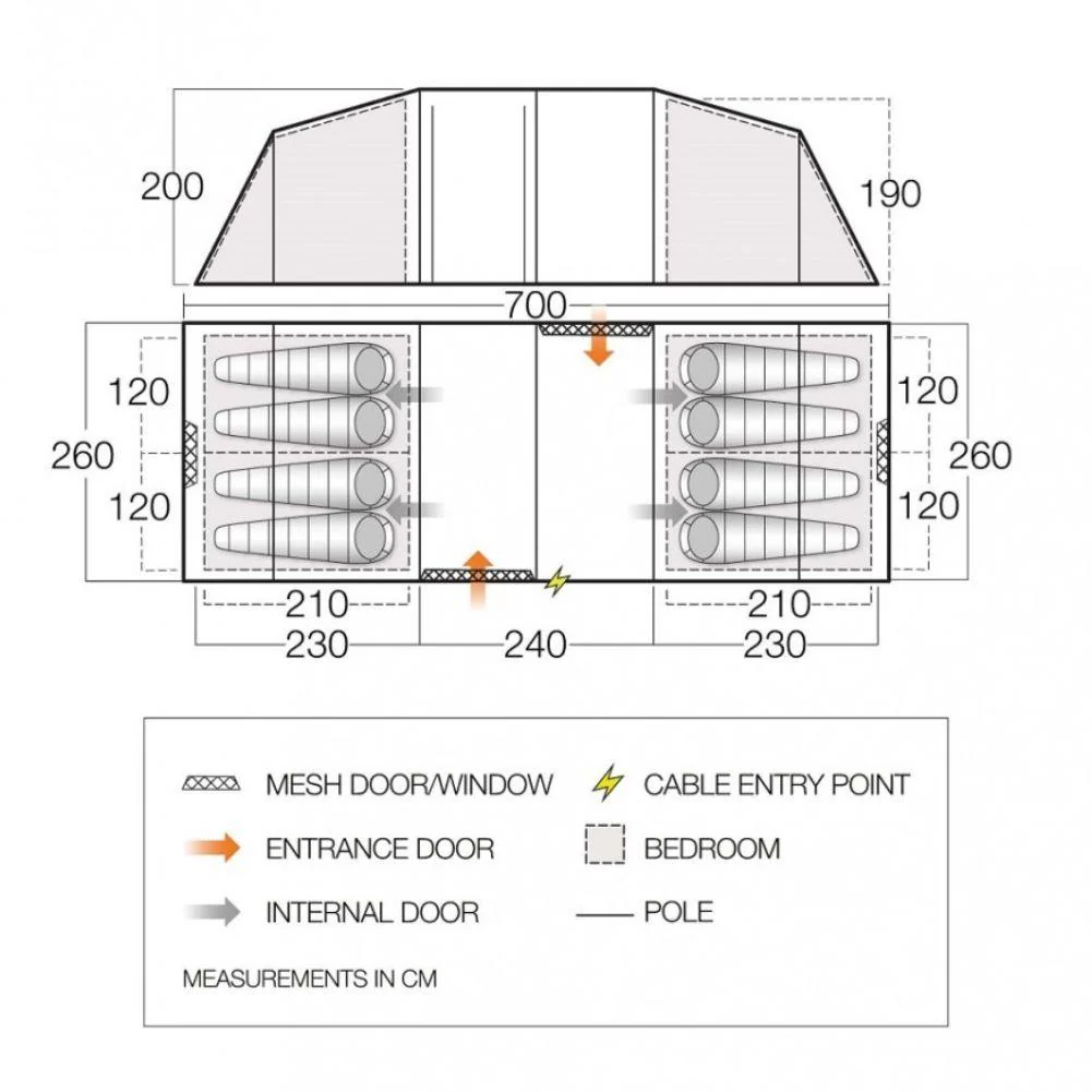 Vango Castlewood 800xl Package Tent - 8 Man Poled Family Tent (Includes Footprint) - Image 2