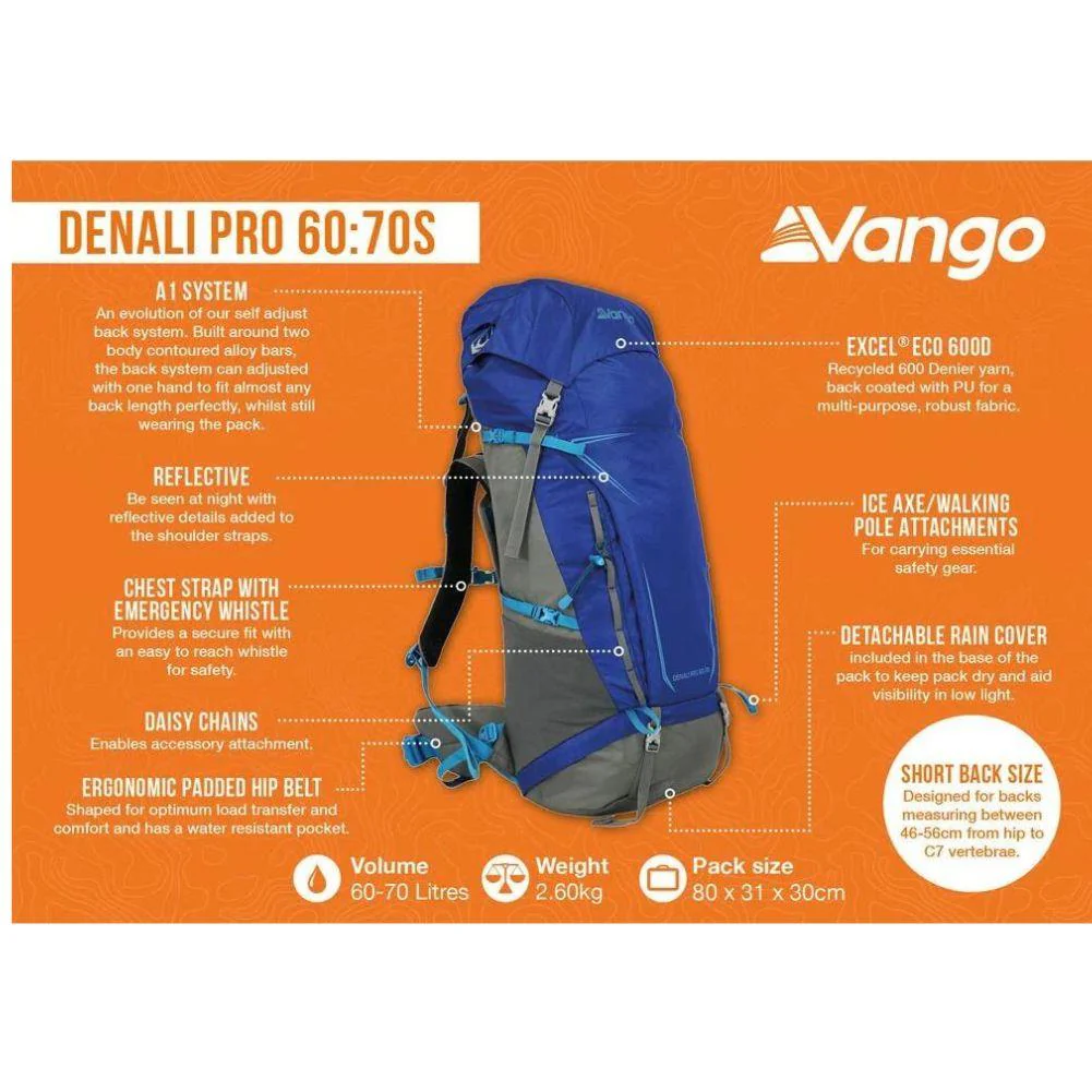 Vango Denali Pro 60:70S Rucksack (Classic Blue) - Image 4