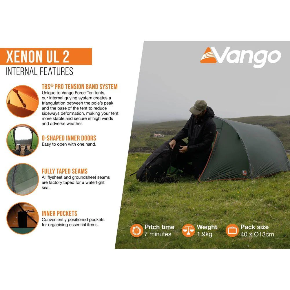 Vango F10 Xenon UL 2 Tent - 2-Person Lightweight Tent (2026) (Alpine Green) - Image 9