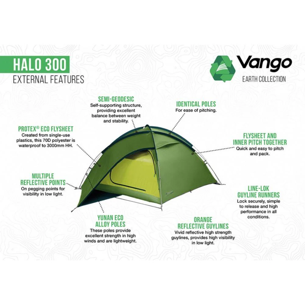 Vango HALO 300 Eco Tent - 3 Men Semi-Geodesic Tent - Image 10
