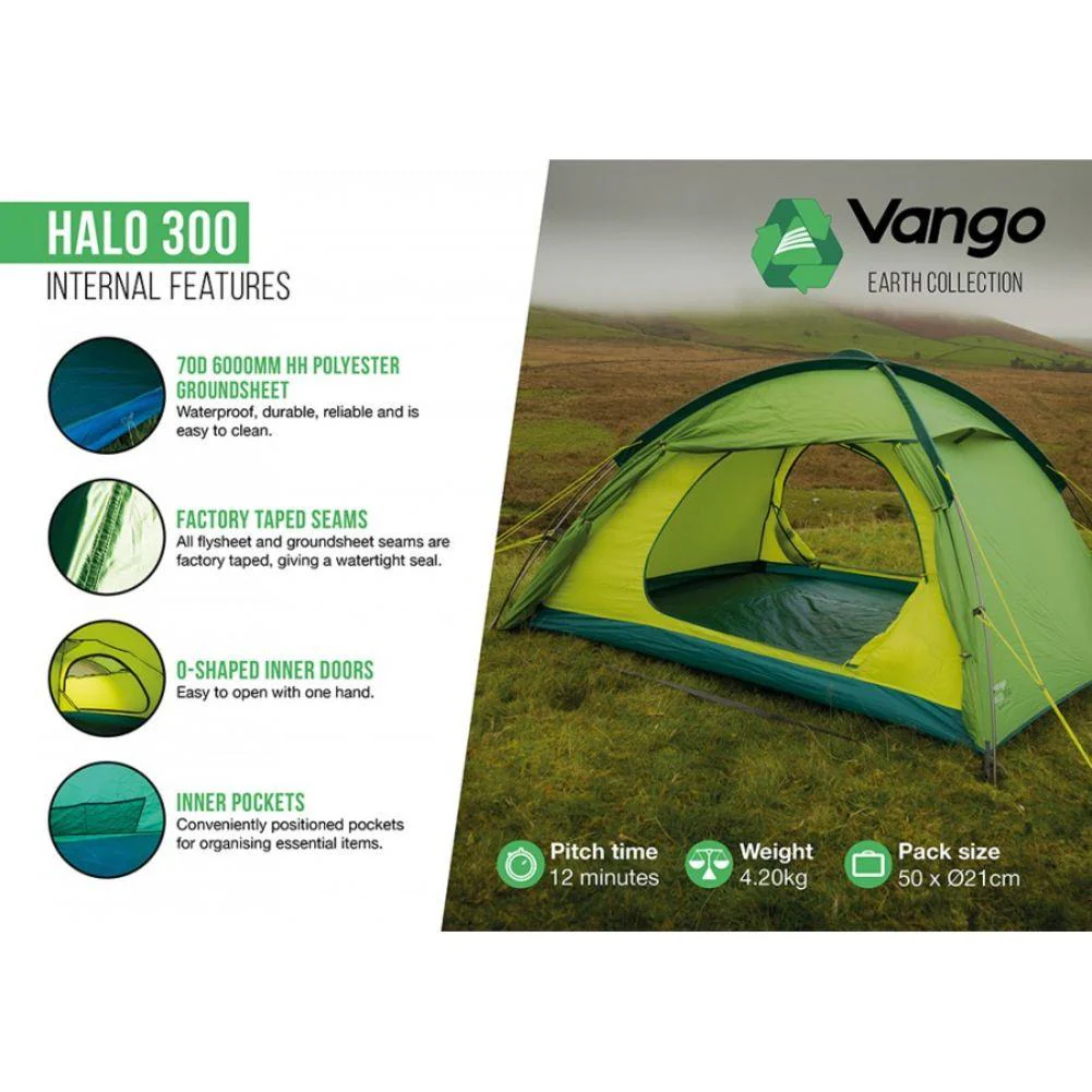 Vango HALO 300 Eco Tent - 3 Men Semi-Geodesic Tent - Image 11