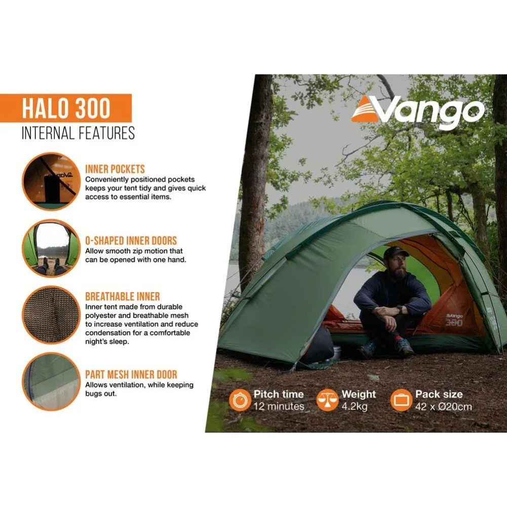 Vango Halo 300 Tent - 3 Man Tent 2025 (Forest Green) - Image 2