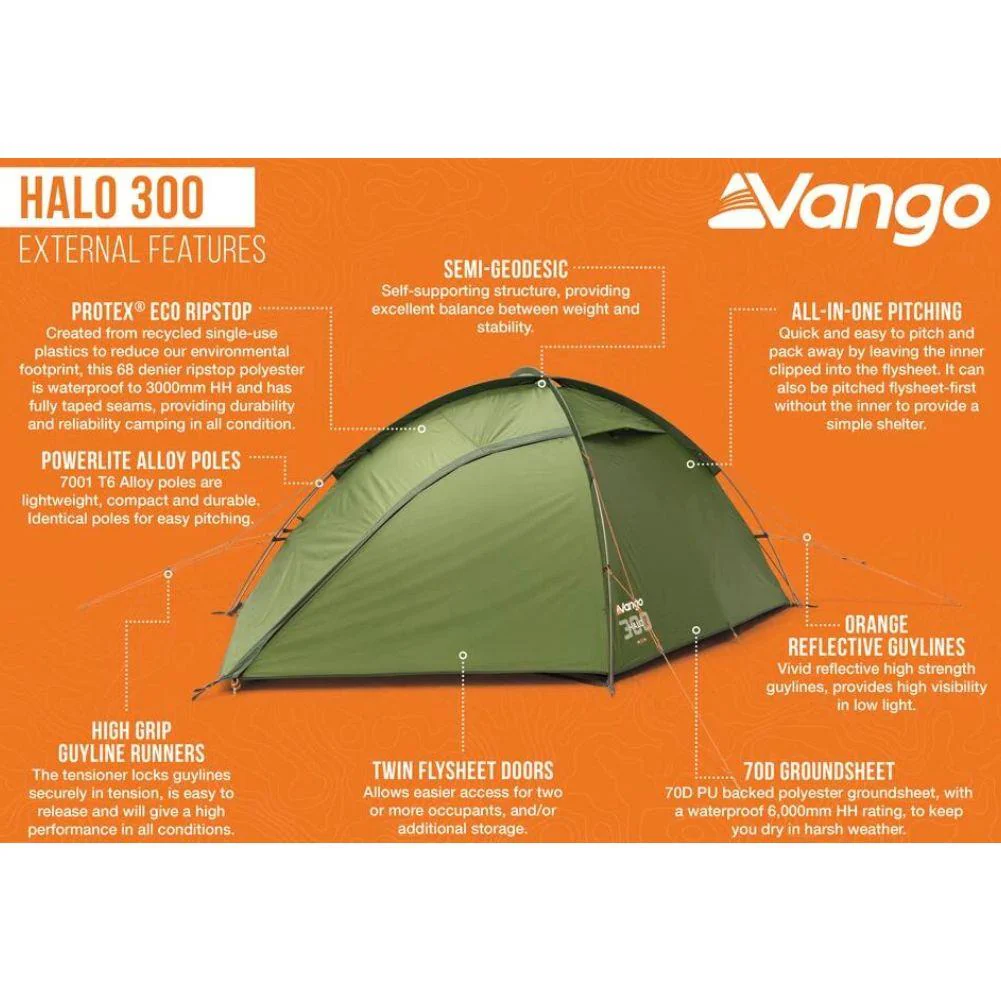 Vango Halo 300 Tent - 3 Man Tent 2025 (Forest Green) - Image 4