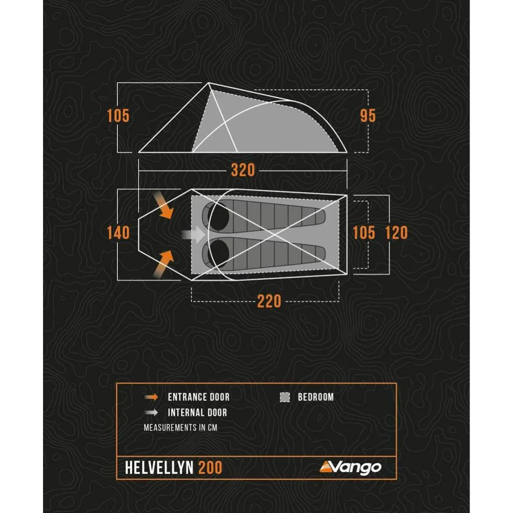 Vango Helvellyn 200 Trekking Tent - 2 Man Semi-Geodesic Tent - Image 6