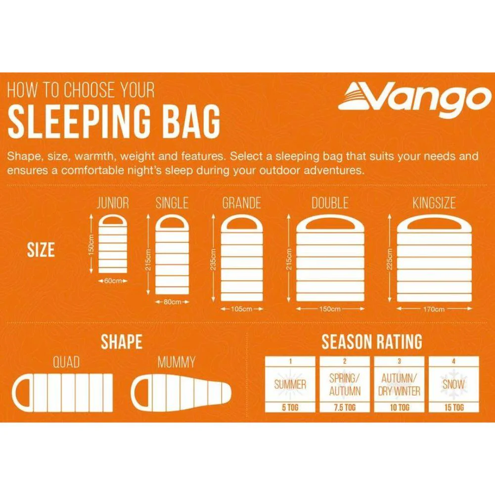 Vango Mantis 400 Lightweight Sleeping Bag (Harissa) - Image 3