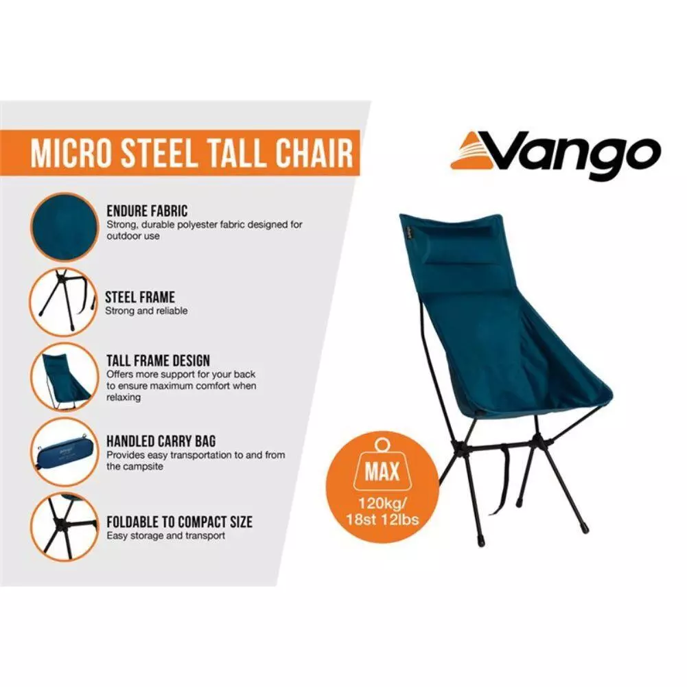 Vango Micro Steel Tall Chair (Mykonos Blue) - Image 2