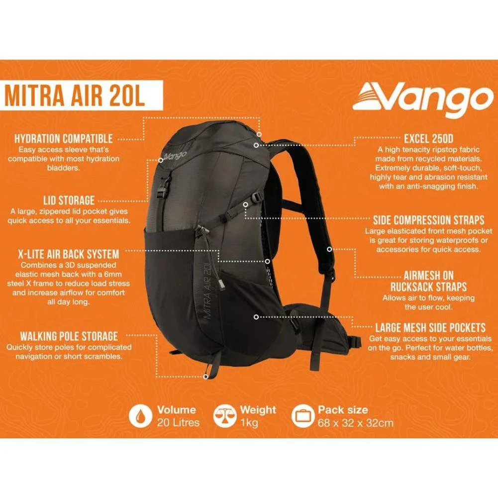 Vango Mitra Air 20L Day Pack (Black) - Image 5