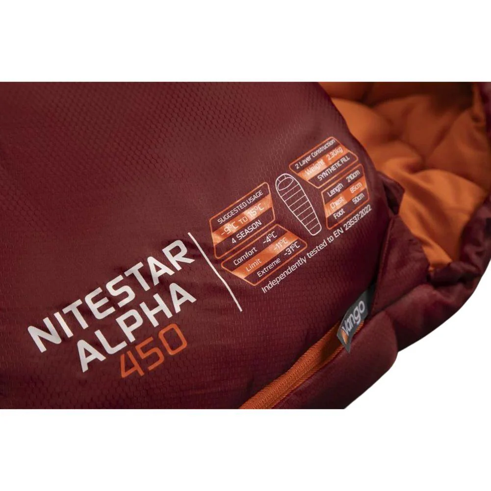 Vango Nitestar Alpha 450 Left Zip Sleeping Bag (Winery) - Image 4