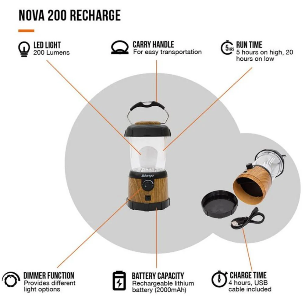 Vango Nova 200 Recharge Lantern - Camping Lantern - Image 2