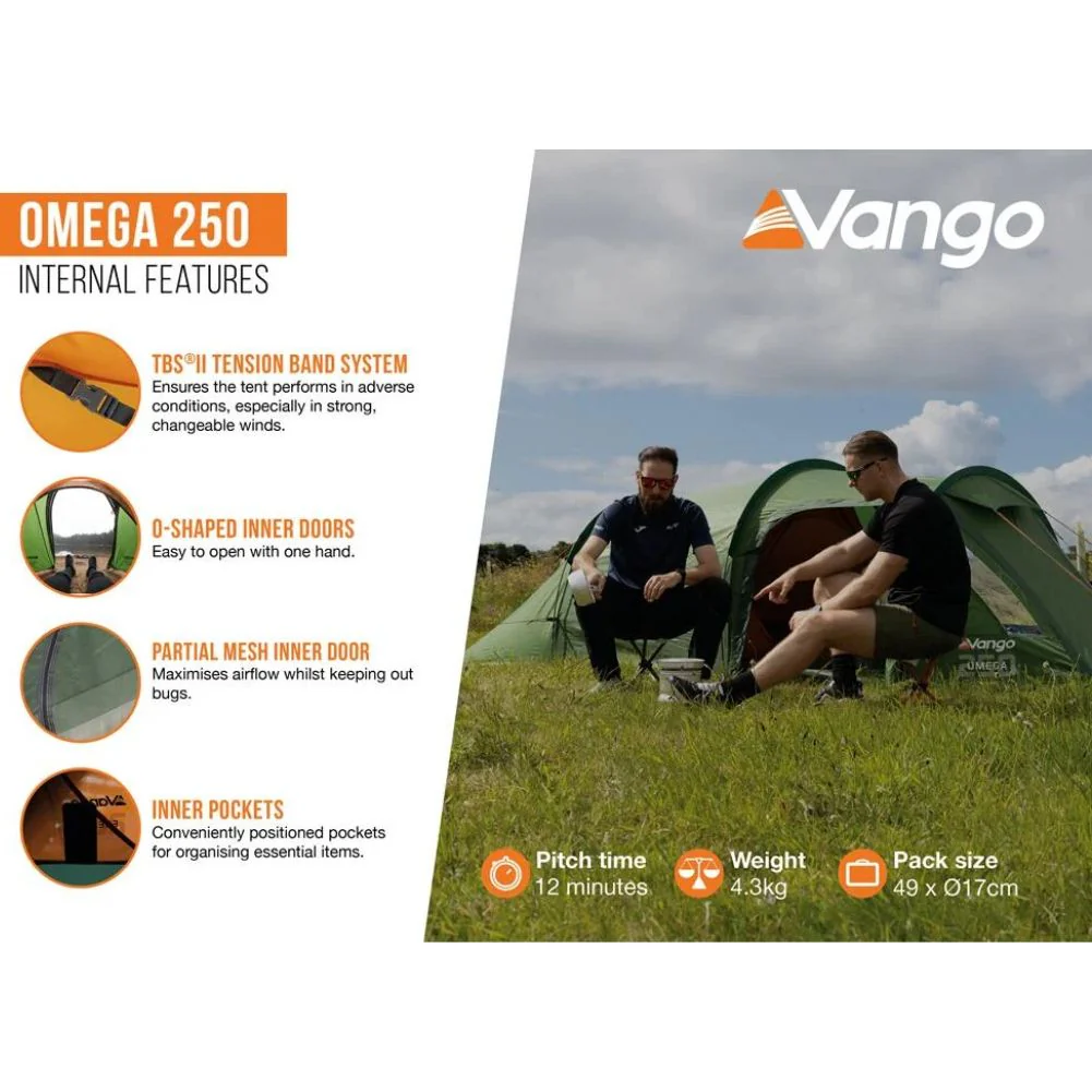 Vango Omega 250 Eco Tent - 2 Man Tunnel Tent (2025) - Image 3