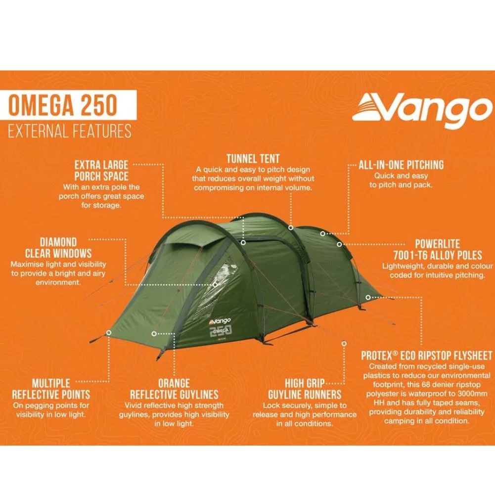 Vango Omega 250 Eco Tent - 2 Man Tunnel Tent (2025) - Image 4