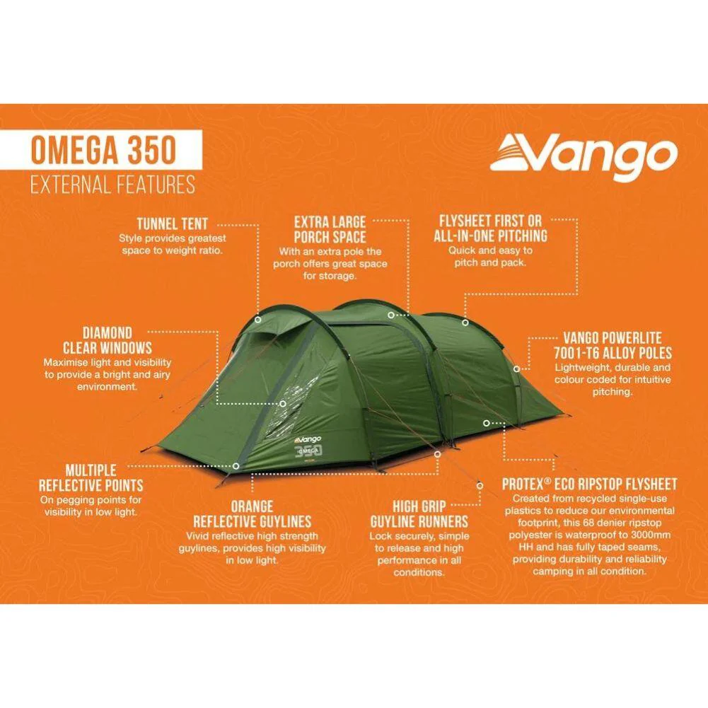 Vango Omega 350 Eco Tent - 3 Man Tunnel Tent - Image 11