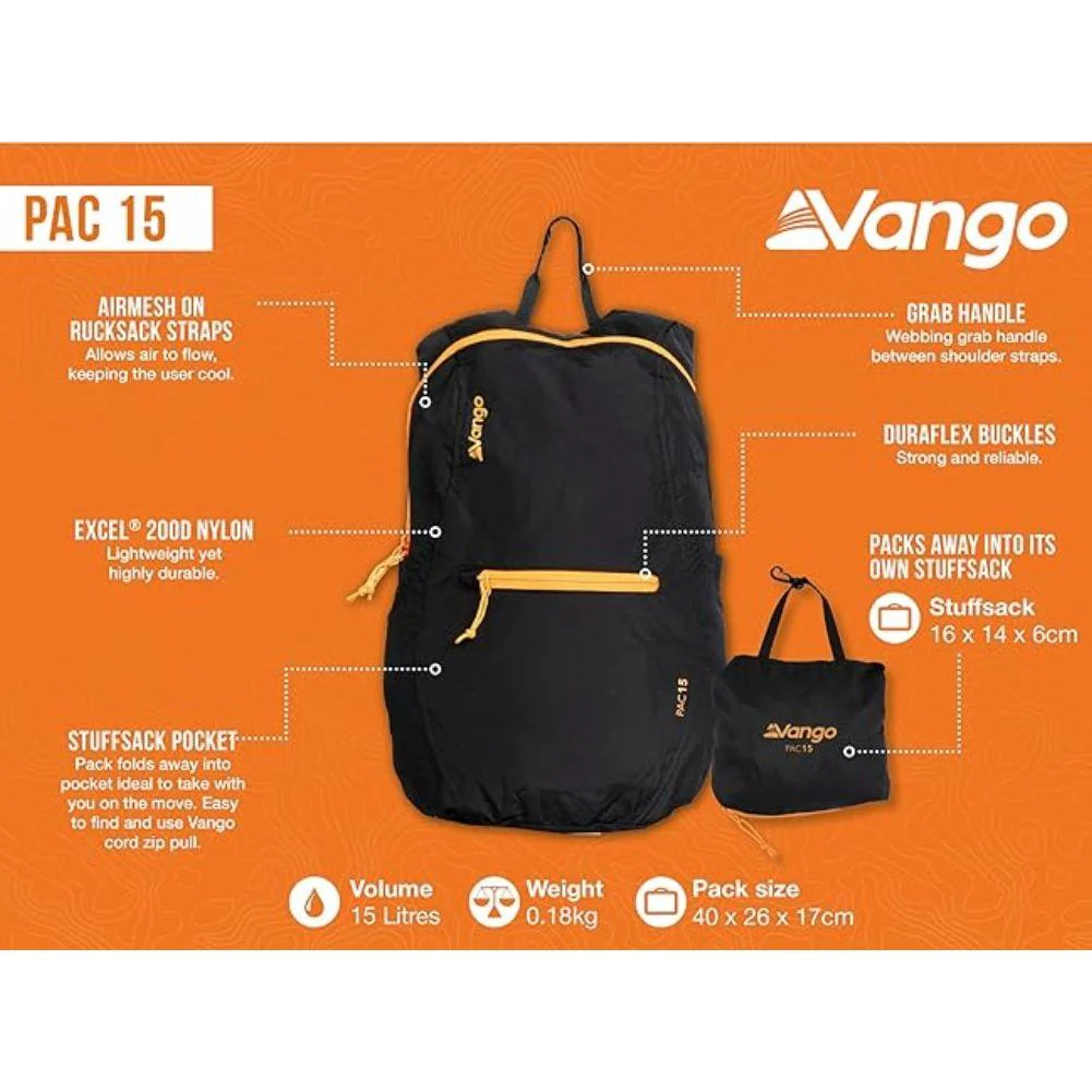 Vango Pac 15L Backpack (Black) - Image 7