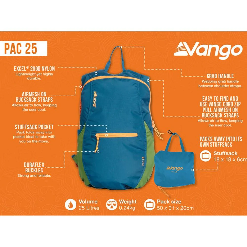 Vango Pac 25L Rucksack (Blue CLR) - Image 3