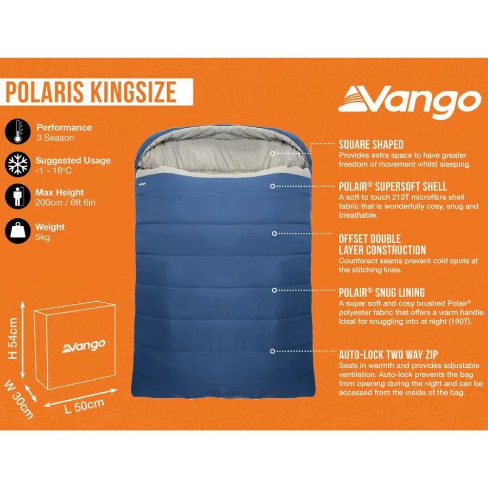 Vango Polaris Kingsize Sleeping Bag (Neptune) - Image 2