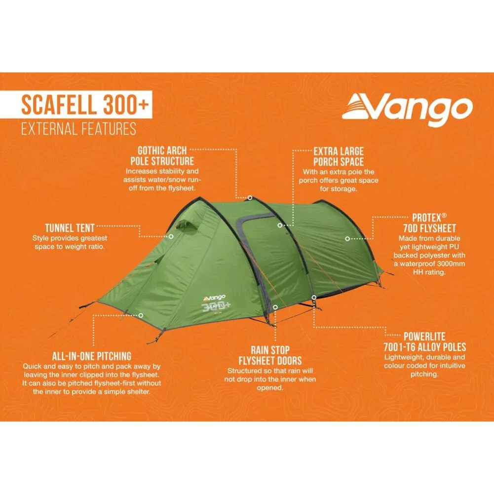 Vango Scafell 300+ (Plus) Tent - 3 Man Trekking Tent (2024) - Image 2