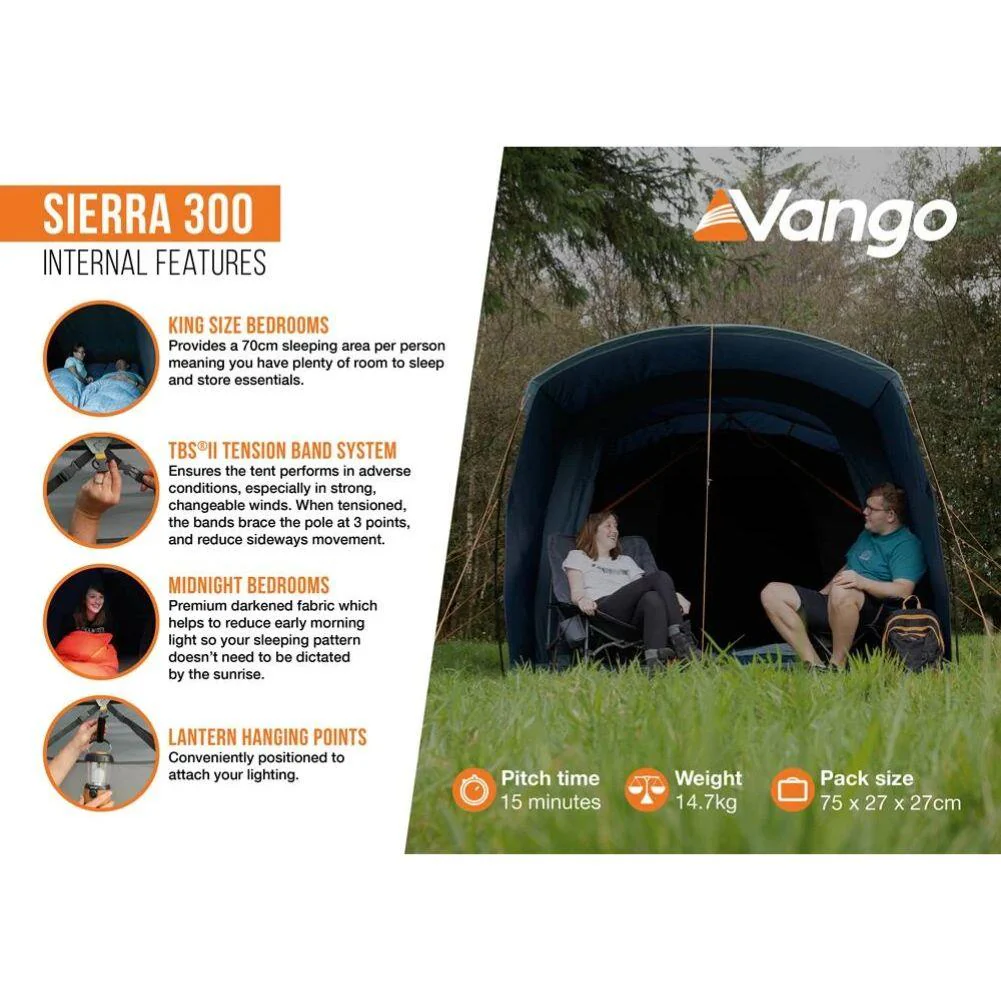 Vango Sierra 300 Tent - 3-Man Tent (Deep Blue) - Image 9