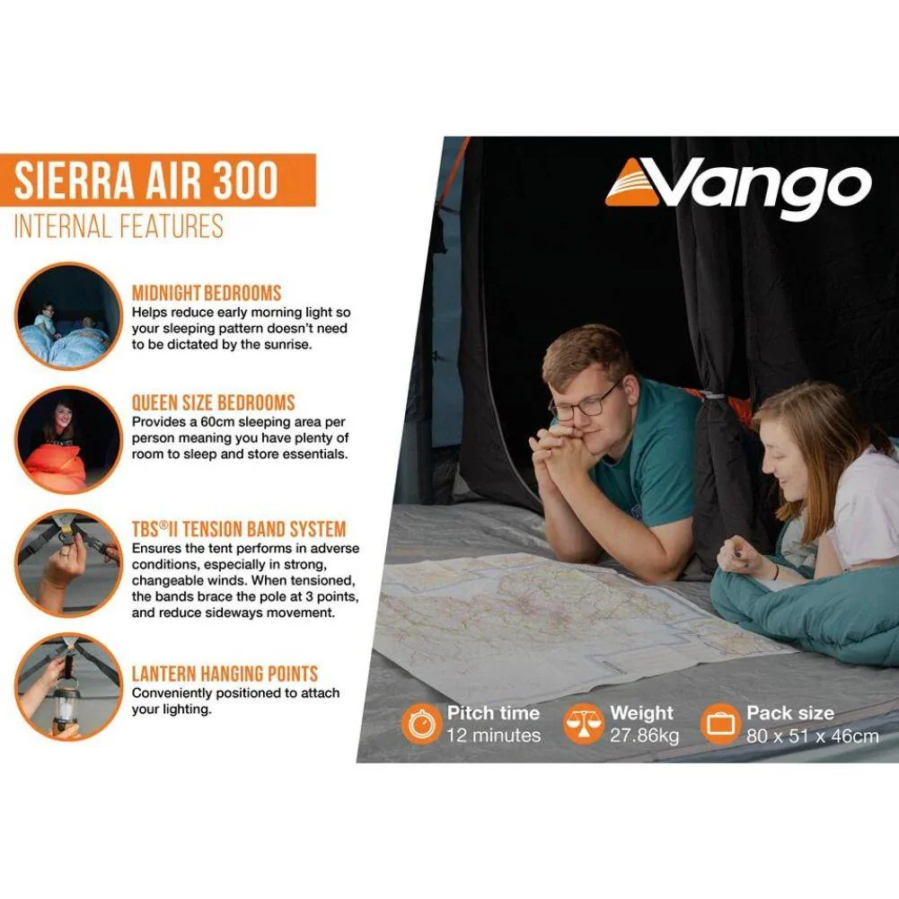 Vango Sierra Air 300 - 3 Man Airbeam Tent (Deep Blue) - Image 10