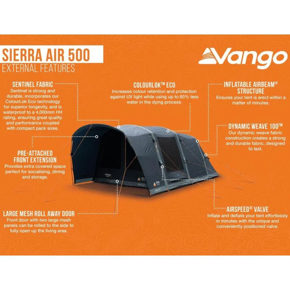 Vango Sierra Air 500 - 5-Man Airbeam Tent (Deep Blue) - Image 9