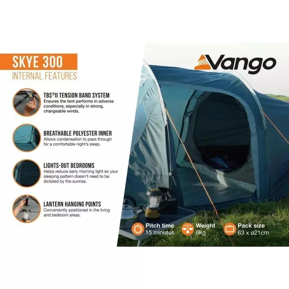 Vango Skye 300 Tent - 3 Person Tent (Deep Blue) - Image 4