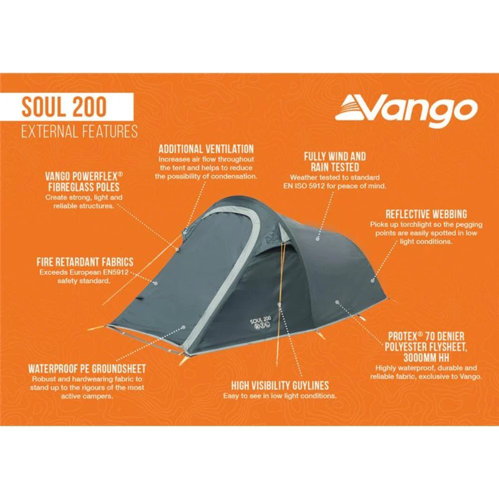 Vango Soul 200 Tent - 2 Man Tent (Deep Blue) - Image 3