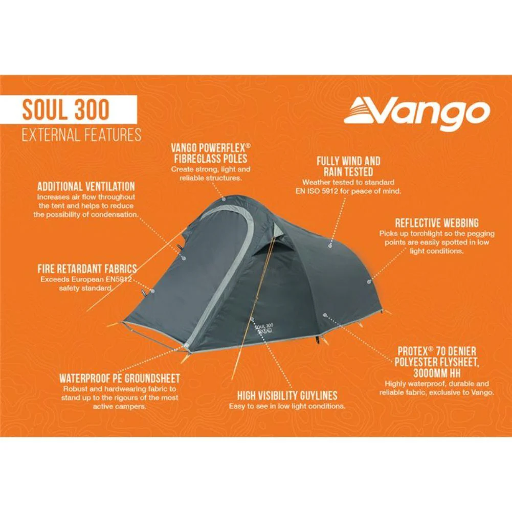 Vango Soul 300 Tent - 3 Man Tent (Deep Blue) - Image 3