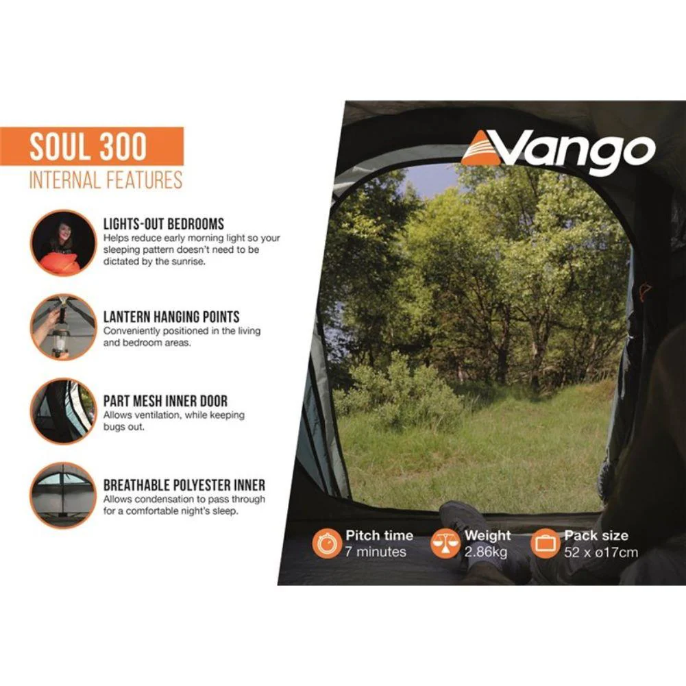 Vango Soul 300 Tent - 3 Man Tent (Deep Blue) - Image 4
