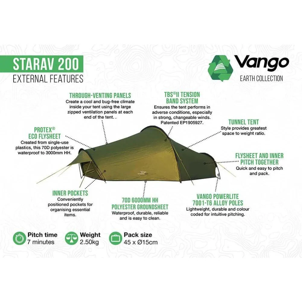 Vango Starav 200 Tent - 2 Man Trekking Tent - Image 3