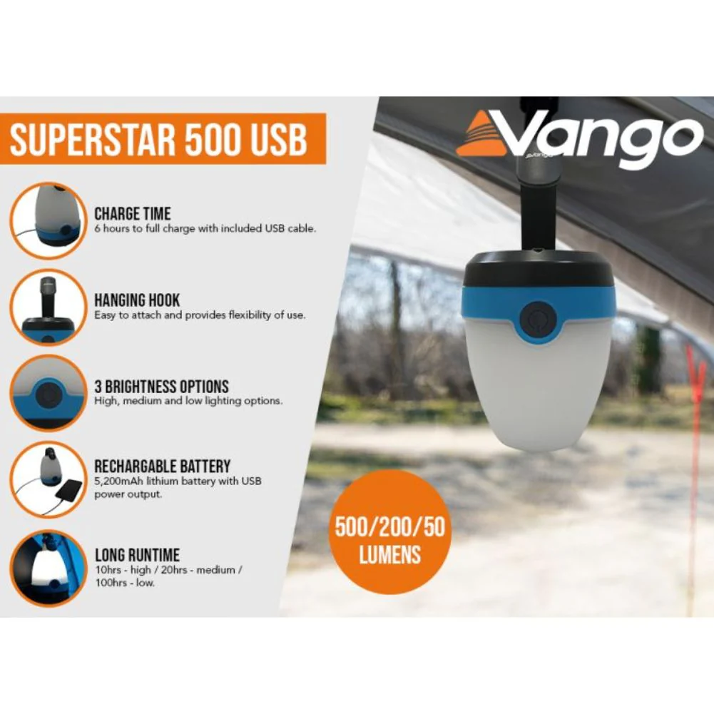 Vango Superstar 500 Recharge USB Lantern (River Light) - Image 2