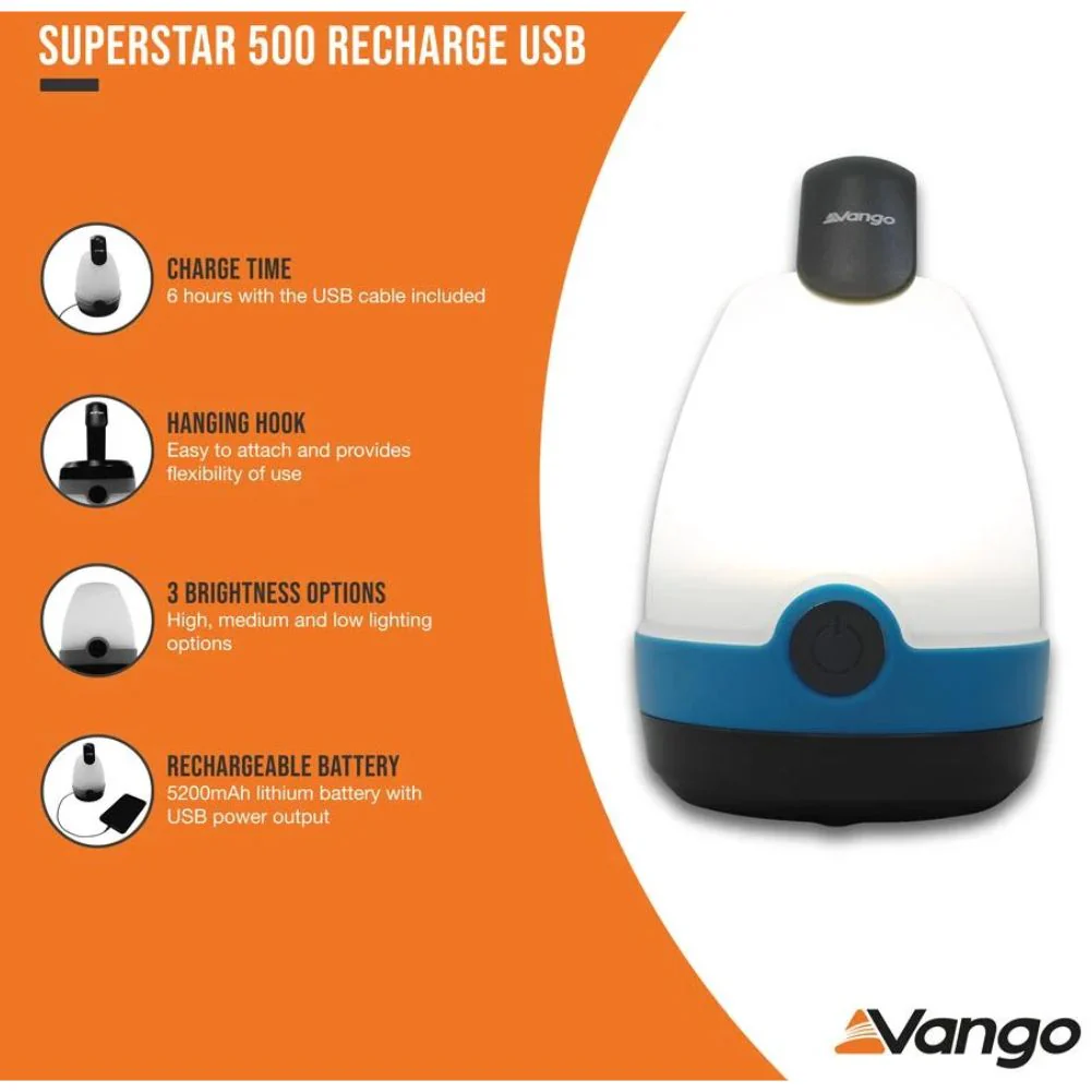 Vango Superstar 500 Recharge USB Lantern (River Light) - Image 3